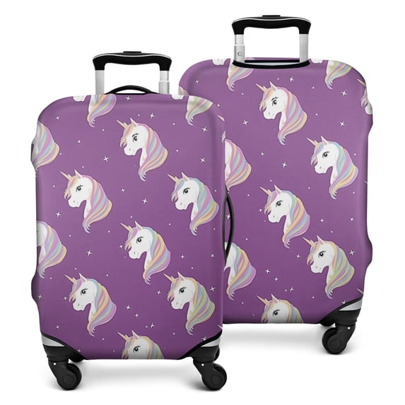 Purple Unicorn Star Pattern Luggage Cover Fashion Suitcase Cover Baggage Covers Fit 25-28 Inch Luggage (Go Travel)