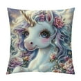 thumbnail image 1 of Purple Unicorn Throw Pillow Covers,Dreamy Roses Flowers Jungle Wild Plants Cushion Covers for Car RV Camper Office,Glittering Night Watercolor Flowers Outdoor Pillow Covers, 1 of 5
