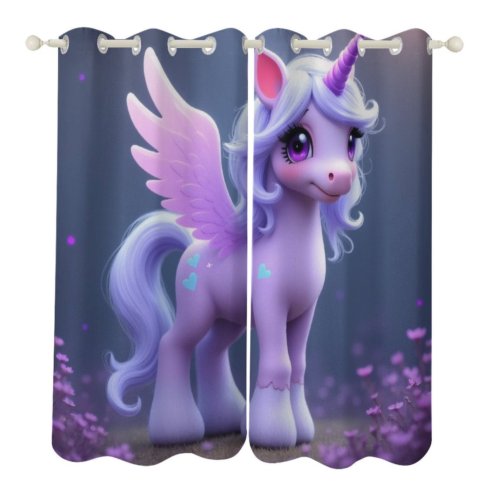 3D Flower Grass Unicorns 107 Curtains Drapes