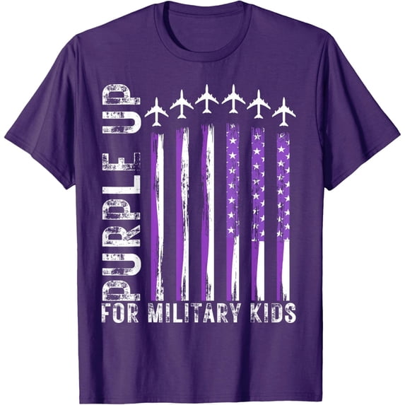 Purple Up For Military Flag Military Child Month Unisex T-Shirt All Size S-5XL