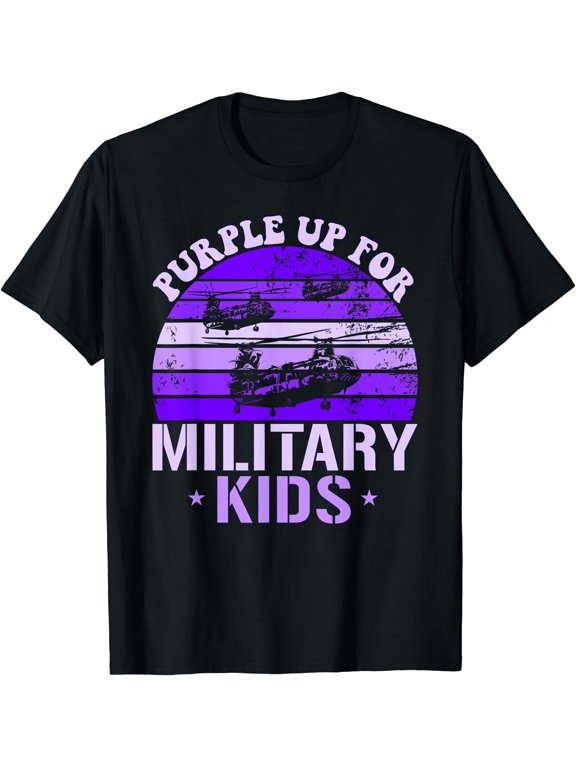 Purple Up For Military Kids CH46 Chinook Kids Purple Up T-Shirt, Unisex T-Shirt