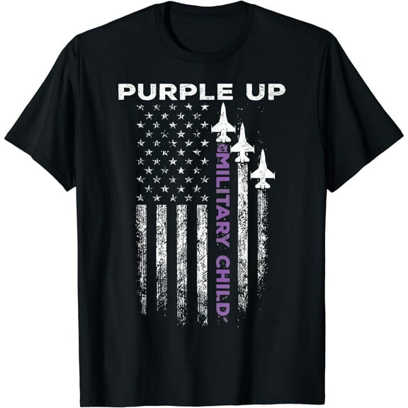 Purple Up For Military Kids Force US Flag For Military Child T-Shirt