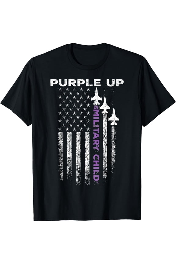 Purple Up For Military Kids Force US Flag For Military Child T-Shirt