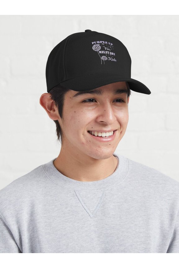 Purple Up Military Baseball Cap, Service Family Support Statement Design Hat