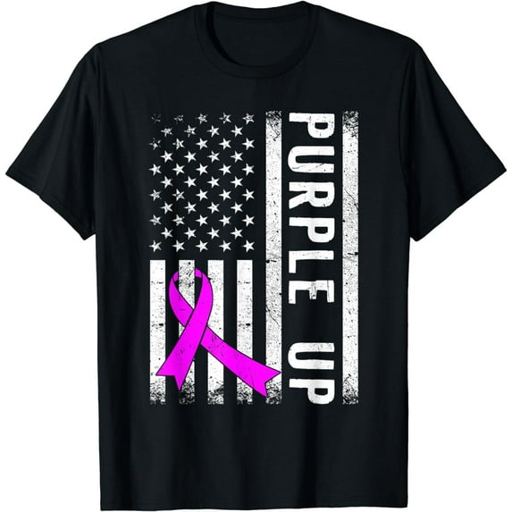 Purple Up Military Kids Awareness Military Child USA Flag T-Shirt