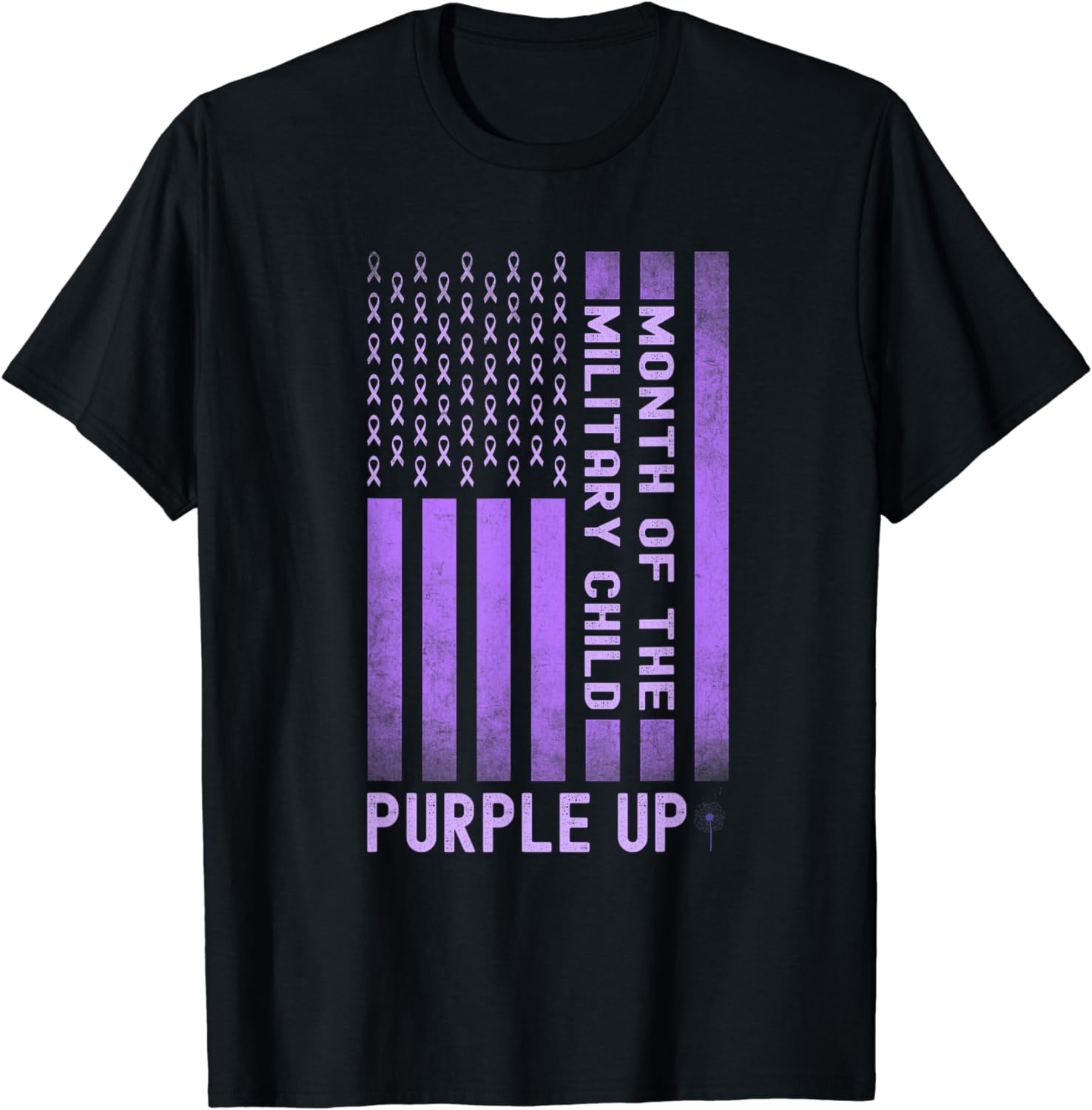Purple Up For Military Kids April US Flag T-Shirt - Women's Leopard Rainbow Graphic Tee, Soft Cotton Spandex Blend