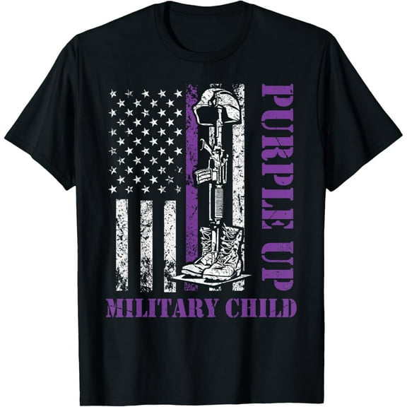 Purple Up Military Kids Shirt Month of Military Child Retro T-Shirt100%Cotton