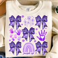 thumbnail image 1 of Purple Up Military Kids Sweatshirt, Coquette Army Awareness Ribbon Shirt, Cute April Month Support Pullover, 1 of 5