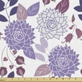 thumbnail image 1 of Ambesonne Purple Fabric by the Yard Upholstery, Botanical Floral Drawings, 10 Yards, White Multicolor, 1 of 5