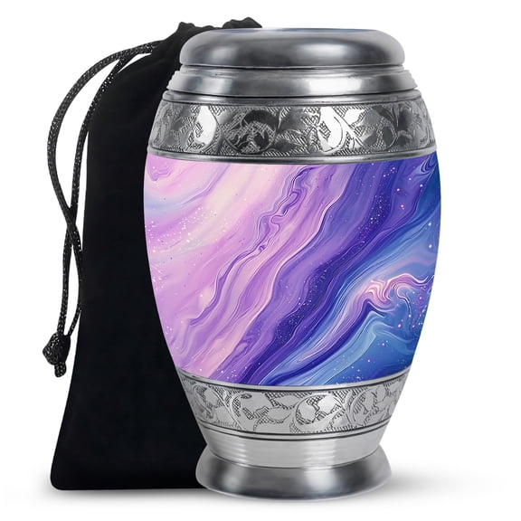 Purple Urn for Ashes Adult, Decorative Funeral Urn - Purple Theme Cremation & Memorial Sharing Urns for Ashes with Lid