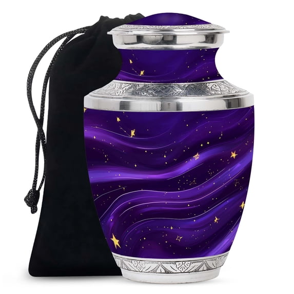 Purple Urns for Ashes Adult Male/Female - Cremation Urns for Mom - Burial Purple Theme Funeral Urn with Secure Lid - Dad Urn for Ashes Adult Male10inch, Large - 1Pcs