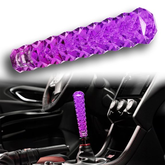 Purple VIP 3D Diamond Crystal Style Manual Bubble Shifter Shift Knob Head -200mm