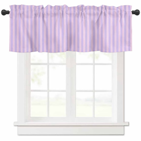 Purple Valances for Windows Farmhouse Kitchen Curtains Valances Rod Pocket Valance Curtains for Kitchen Windows Geometric Vertical Striped Solid Rainbow Window Valances for Bathroom Bedroom 42"x12"