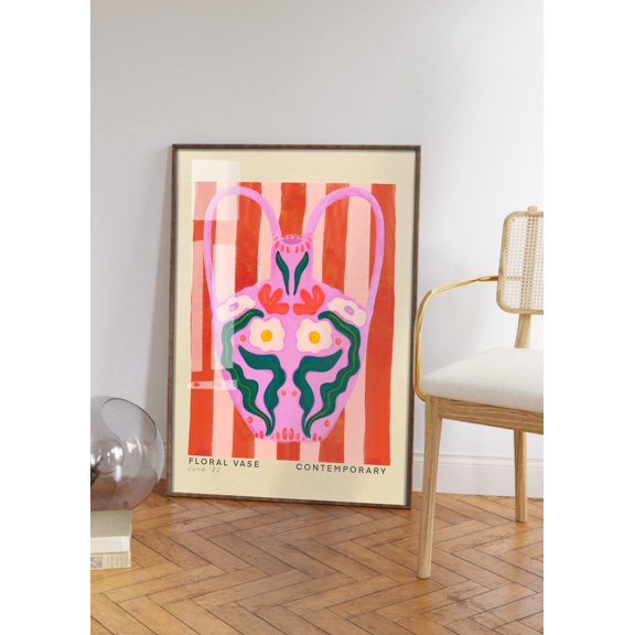 Purple Vase Poster, Colourful Quirky Hand Drawn Jug Wall Art Print
