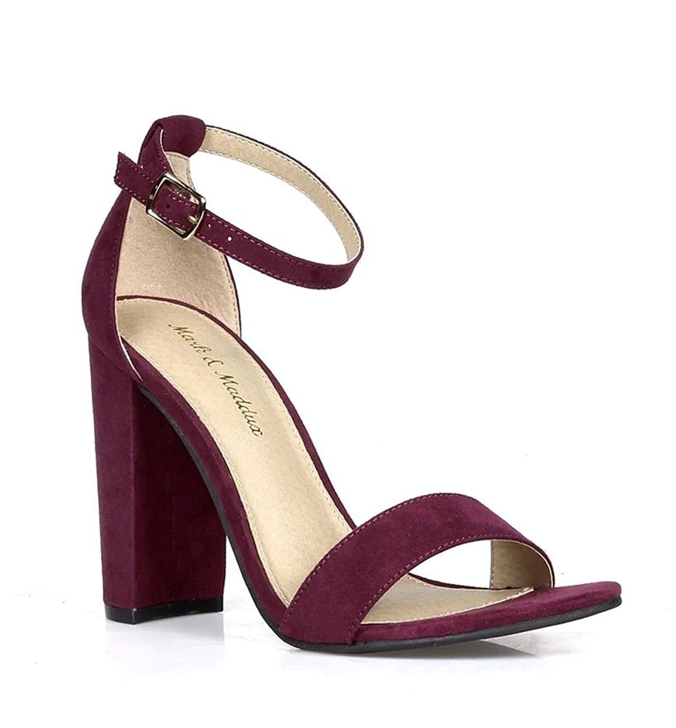 Purple Vegan Suede Ankle Strap Open Toe Chunky Heel Women s Shoes 10 Walmart