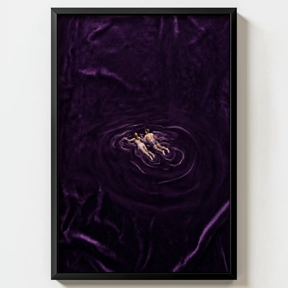 Purple Velvet Pool Print Couple Swimming Poster Wall Art, Dark Academia Decor, Romantic Serene Couple Gift , Poster Print Only