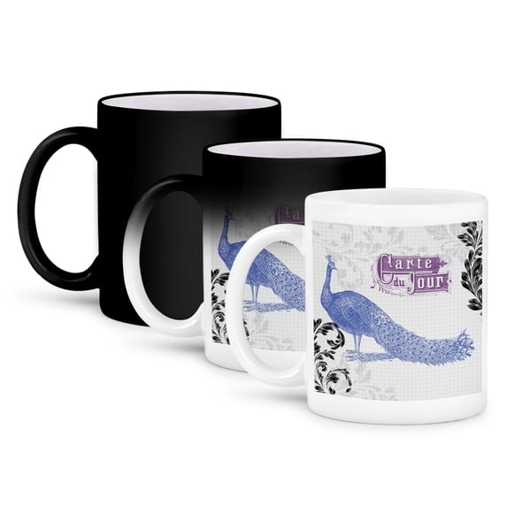 3dRose, Purple Vintage Peacock, 11oz Magic Transforming Mug