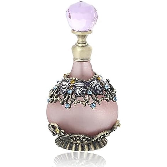 Purple Vintage Perfume Bottle, 25Ml Empty Refillable Glass Decorative Perfume Bottles Crystal Jeweled Essential Oil Vial Cosmetics Scent Bottles For Home Decor Ladies Girls Gifts