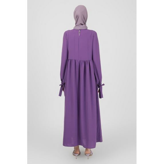 Purple - Vintage Purple - Crew neck - Unlined - Modest Dress - Refka