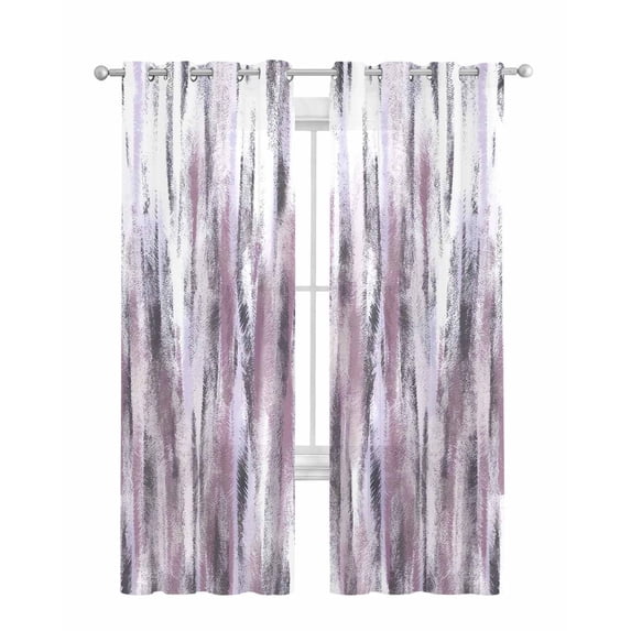 Purple Vintage Sheer Curtains 63 Inch Length 2 Panels Set for Living Room/Bedroom, Striped Painting Retro Abstract Art Kitchen Curtains Grommet Semi-Sheer Curtains Drapes Window Treatments 42"x63"x2