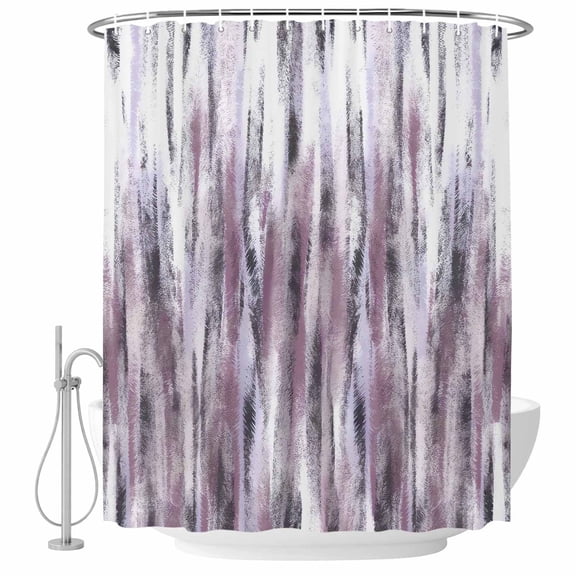 Purple Vintage Shower Curtain Set - Small 36" x 72" Washable Bathtub Curtain with 12 Hooks, Striped Painting Retro Abstract Art Waterproof Fabric Stall Shower Curtains for Bathroom/Bathtub Décor