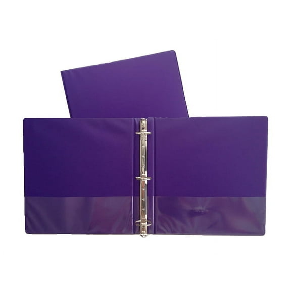 Purple Vinyl Standard 3-Ring Binders, 1-Inch, for 8.5" x 11" Sheets, with Inside Pockets, 2-Pack