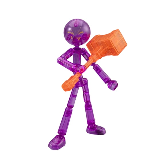Purple Violent Matchstick Man Fighting Soldier Articulated Action Figure Weapon Random Weapons For