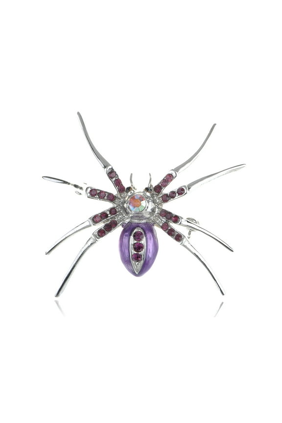 Purple Violet CZ Crystal Rhinestone Purple Belly Spider Bug Insect Pin Brooch