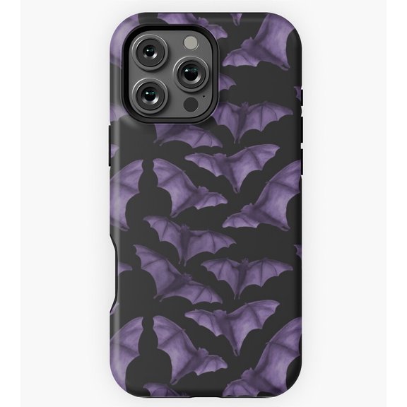 Purple Violet Cute Watercolour Flying Bats Pattern GA9379 Phone Case for iPhone 11 to 17 Pro Max