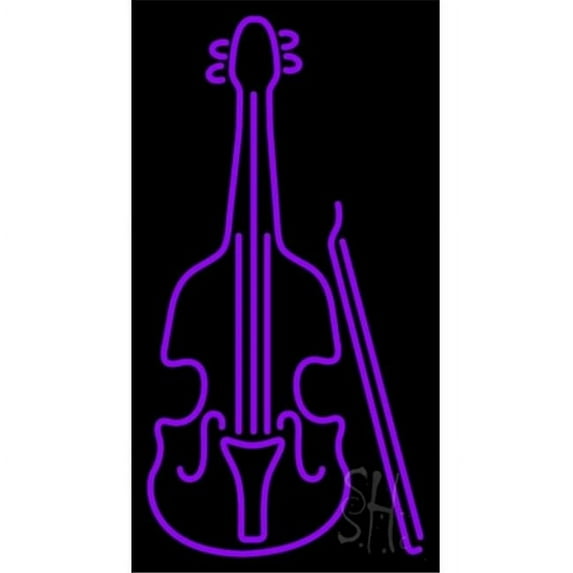 Purple Violin Logo Neon Sign, 37 x 3 x 20 in.
