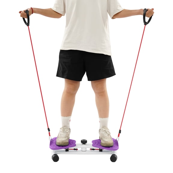 Purple Waist Twister Machine Exercise, Adjustable Ab Twist Board Resistance Bands & Handrails, Ab Workout Machine for Home Gym, Core Strength Training Equipment with 330 lbs Weight Capacity