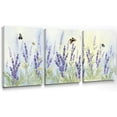 thumbnail image 1 of Purple Wall Art Flower Modern Lavender Canvas Prints Butterfly Floral Picture Spring Landscape Botanical Framed Artwork for Bedroom Living Room Bathroom Kitchen Home Decor 12×16 Inch, 3 Panels, 1 of 6