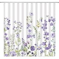thumbnail image 1 of Purple Watercolor Floral Shower Curtain Lavender Flower Spring Blossom Plant Lilac Wisteria White Home Decor Fabric Bathroom Curtain Set with Hooks（84" Wx70 H）, 1 of 6
