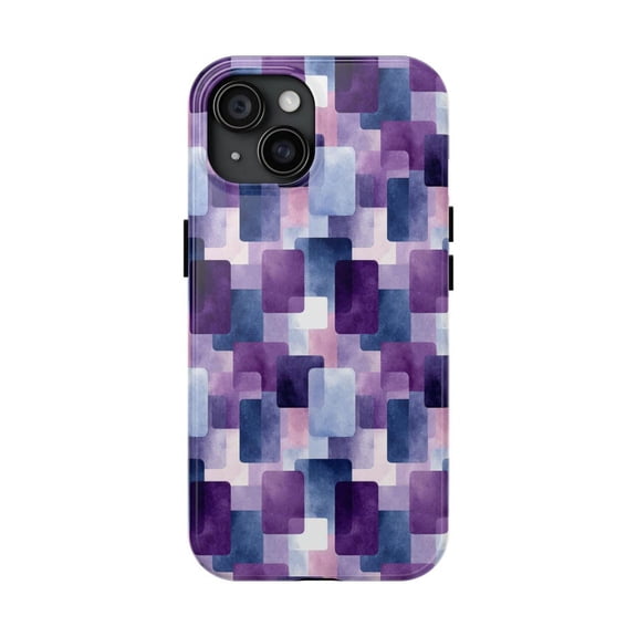 Purple Watercolor Geometric Case for iPhone 11 12 13 14 15 16 17 Pro Max Plus