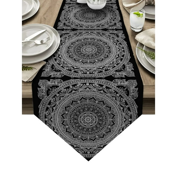 Purple Watercolor Mandala Table Runner Modern Table Flag Home Party Country Wedding Decoration Tablecloth Table Runners