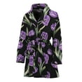 thumbnail image 1 of Purple Watercolor Tulip Pattern Women Bathrobe One Size Univeral Fits Fashion Lightweight Plush Fleece Long Robe For Women, 1 of 3
