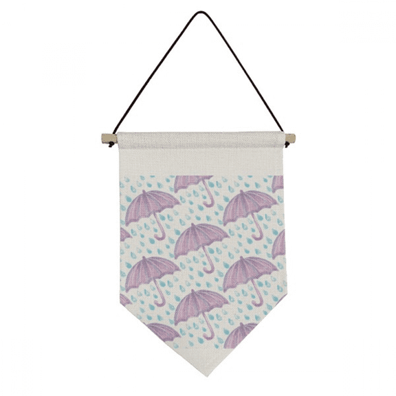 Purple Watercolor Umbrella Rain Canvas Flag Hanging Wall Art Decor Banner