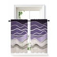 thumbnail image 1 of Purple Wave Curtains 45 Inch Length,Sheer Curtains for Bedroom Living Room Window Coastal Ombre Ocean Grey Stripes Beach Sand Rod Pocket Drapes Kitchen Curtains Small Half Window 52"x45" 2 Panels, 1 of 6