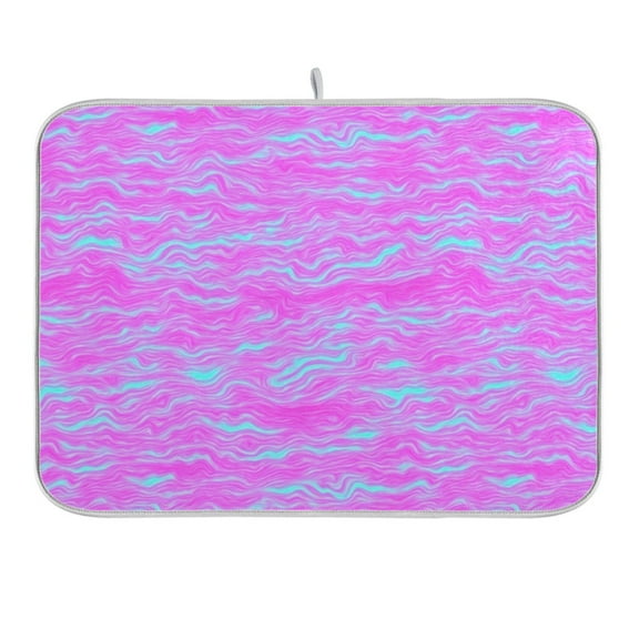 Purple Wave Dish Drying Mat 16x18 Absorbent Microfiber Draining Rack Pad for Kitchen Counter Sink