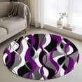 thumbnail image 1 of Purple Wave Line Round Area Rugs 3 ft, Modern Black Gray White Striped Gradient Washable Small Area Rug with Non-Slip Sturdy Edge Binding Round Front Door Mat Floor Carpet for Entryway, 1 of 9