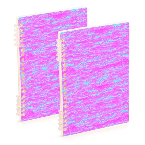Purple Wave Notebooks 2 Pcs 1-subject Journal 60 Sheets A5 College Ruled Paper Detachable Ring 8.3"x5.7"