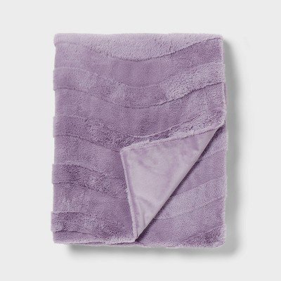 Purple Wave Plush Throw Blanket