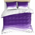 thumbnail image 1 of Purple Waves Bedding 3 Piece Duvet Cover Set Twin Size, Ombre Abstract Art Gradient Modern Soft Microfiber Comforter Cover with Zipper Closure & Pillowcases, Wrinkle & FadeResistant Quilt Cover, 1 of 9