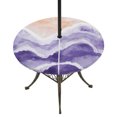 thumbnail image 1 of Purple Waves Coastal Round Outdoor Tablecloth with Umbrella Hole Zipper, PurpleOmbre Summer Beach Oceans Elastic Fitted Table Cover, Waterproof Table Cloth for Patio Picnic Party Fits 31"-35", 1 of 9