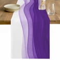 thumbnail image 1 of Purple Waves Table Runner - 70 Inch Long Ombre Abstract Art Gradient Modern Cotton and Linen Blended Dress Scarves Farmhouse Table Runner for Kitchen Dining, Coffee Table, 13" x 70", 1 of 8