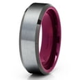 thumbnail image 1 of Purple Wedding Band Black Tungsten Ring Anniversary Ring Men & Women 6mm Black Tungsten, 1 of 2