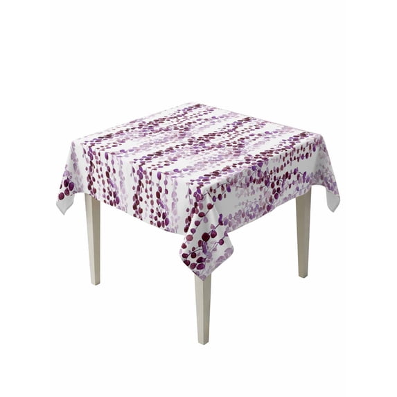 Purple Weeping Eucalyptus Table Cloth, Waterproof Tablecloth for Square Tables, Spring Summer Farmhouse Leaves Reusable Washable Fabric Table Cover for Restaurant Kitchen Dining Tables 60"x60"