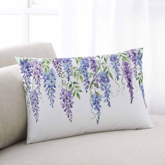 Purple Weeping Flowers Throw Pillow Covers, Spring Floral Elegant Pastoral Soft Breathable Pillow Cases with Invisible Zipper for Sleeping, Toddler Pillowcases for Couch Bed Sofa Chair 12x20 Inches