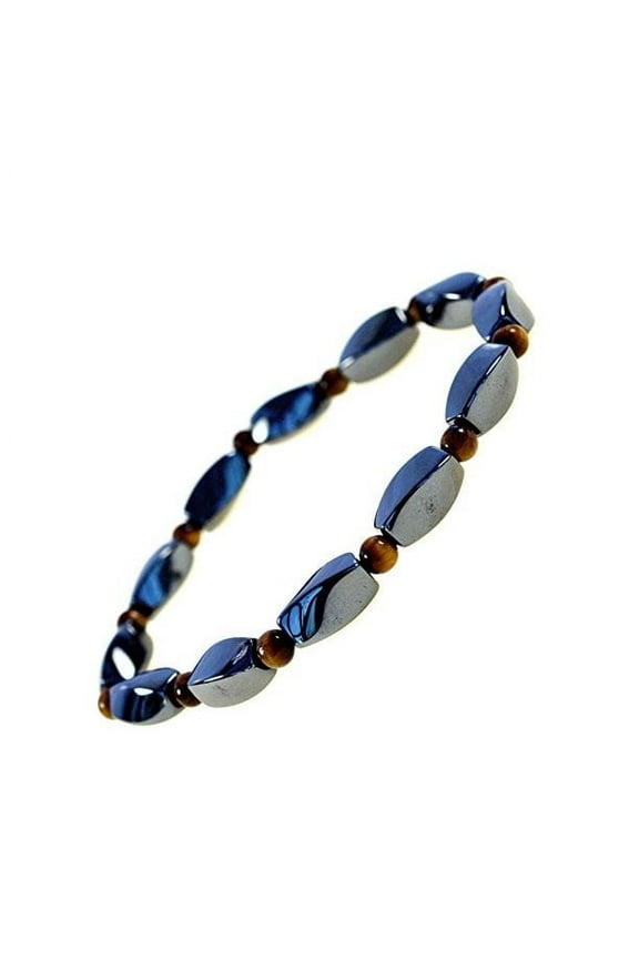 Hematite and Tiger Eye Gemstone Healing Bracelet, 7 inches