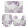 thumbnail image 1 of Purple White Bath Mat 3 Piece Bathroom Rug Set, Abstract Grey Chrysanthemum Flower Floral Non Slip Bath Rug Contour Mat and Toilet Lid Cover, Absorbent Shower Mats Soft Bath Rugs and Mats Sets, 1 of 8